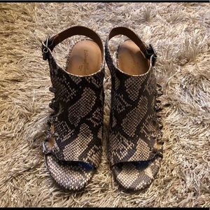 Snake Print Open Toe Bootie